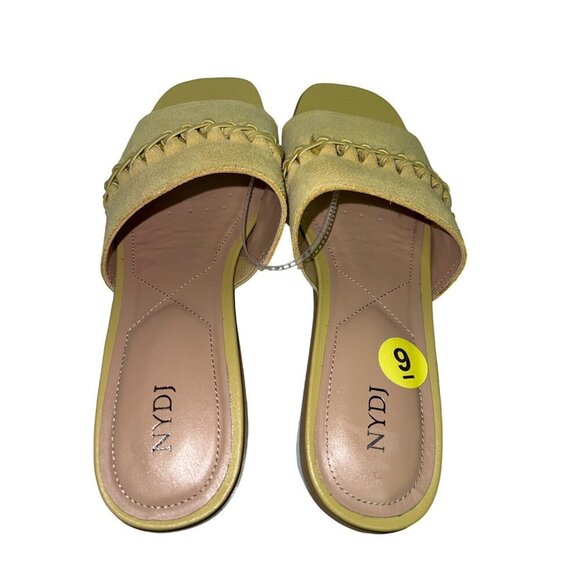 NEW! NYDJ Rory Wedge Sandals Shoes Honey Gold Slip On Suede Women's Size 9 - Picture 7 of 9